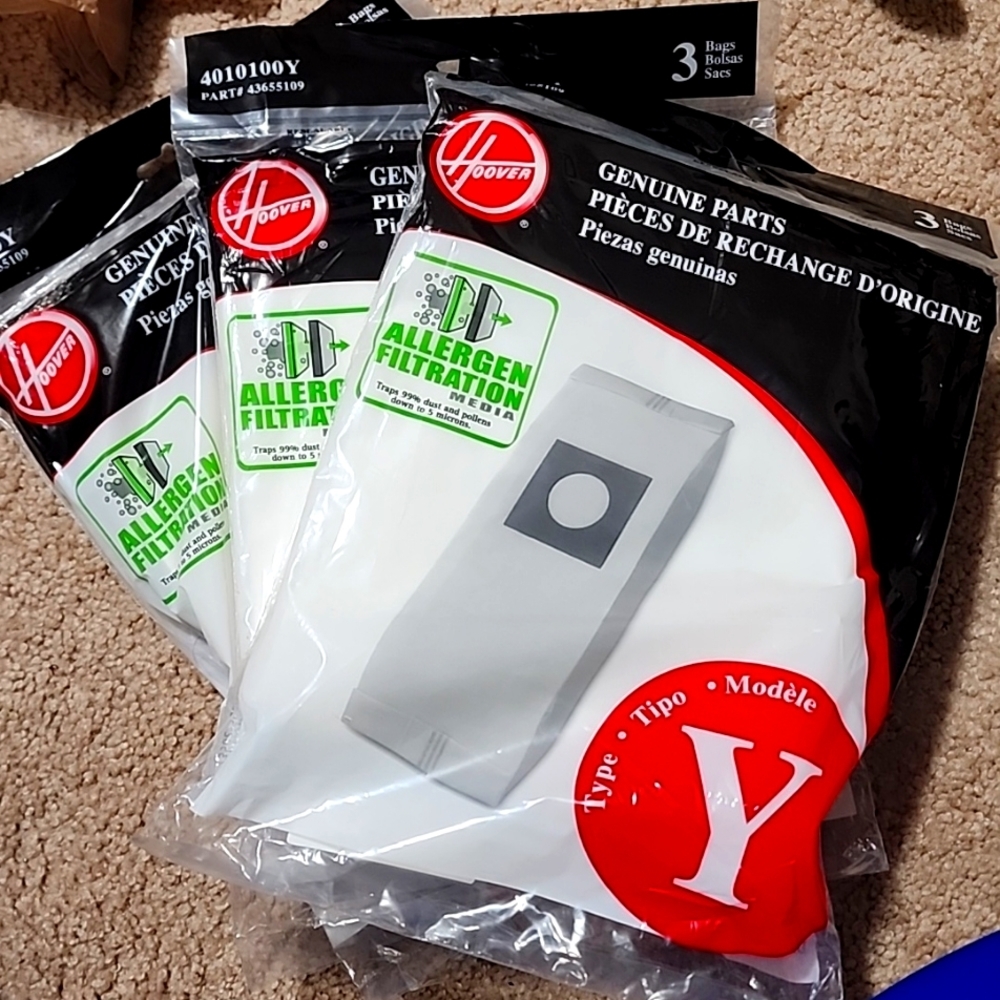 3 packs Hoover Type Y Allergen Bag 4010100Y